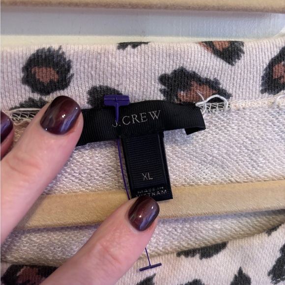 J. Crew Animal Print Crew Neck Sweater - Cream and Brown - Picture 3 of 4